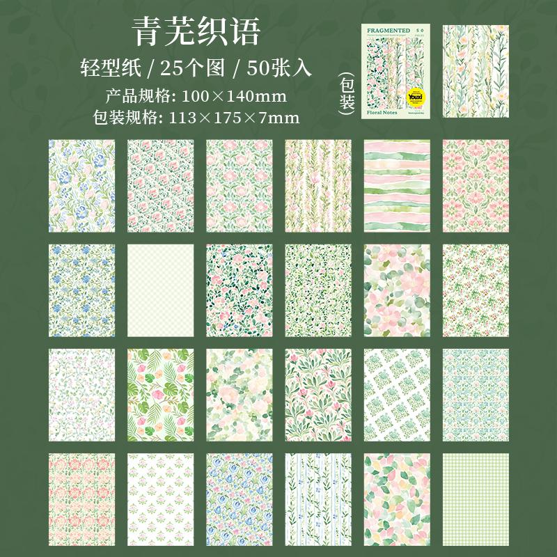 Journal GO 50 Stück Floral Handgemachtes Material Papier Junk Journal Planer Scrapbooking Vintage Dekoration Collage DIY Bastelpapiere