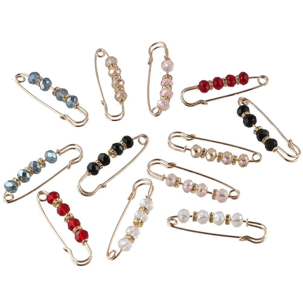 

12 шт. 6 цветов жемчужные броши с кристаллами и стразами булавки для шали женские