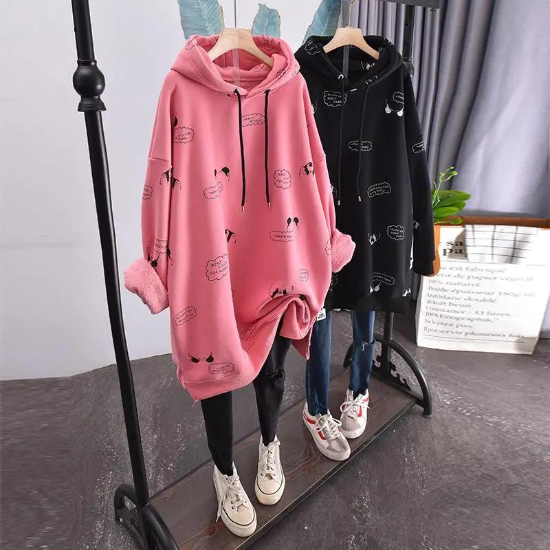Sweatshirt for Women Oversize Hooded Loose Round Neck Casual Pullover Long Sleeve Winter Sweatshirt Top