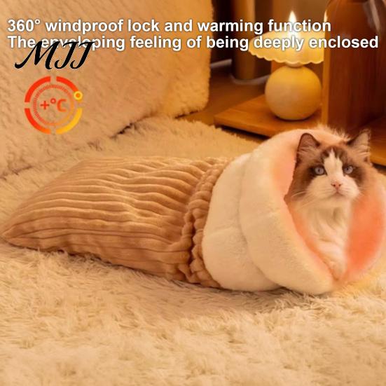 Thoughtful Gift for Cat Lovers Warm Fluffy Sleeping Bag, Semi-closed Enclosed Tunnel Bed, Self-Heating Portable Pet Resting Plush Lining