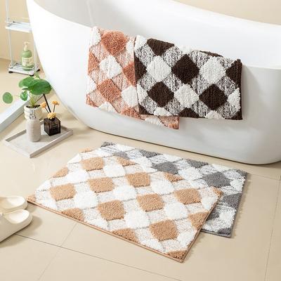 Square Plush Absorbent Non-Slip Bath Mat Bathroom Entrance Doorway Floor Rug In Geometric
