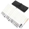 24Pcs Painting Brush Set Nylon Wool Wooden Handle with Bag for Acrylic Watercolor Paint