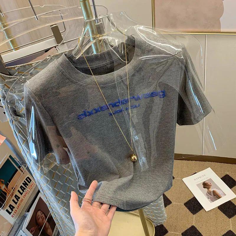 

Women s 2025 Summer Chic Solid Color Slimming Short Sleeve T-shirt 2XL (65-75 kg)