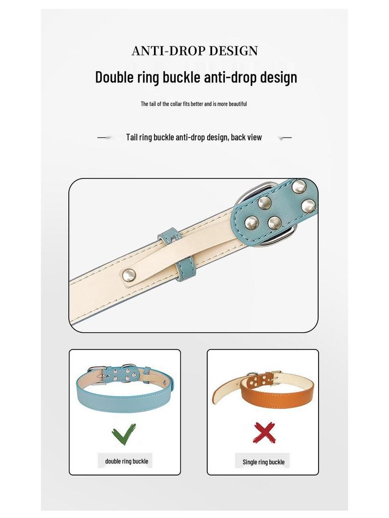 Adjustable Anti-Choke Solid Color PU Leather Pet Collar & Neckerchief for Dogs and Cats