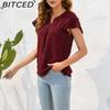 BITCED Spring/Summer Women's Loose-Fit Casual T-Shirt O-Neck Short-Sleeve Commuter Sweater Top