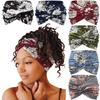 18Cm Print Cross Yoga Sports Headband Knotted Retro Cashew Wide Edge Tie Dye Headband Headscarf