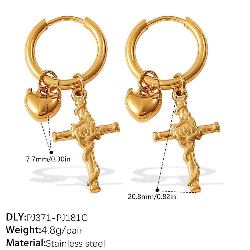 Sweet Wind Diy Cross Pearl Pendant Earrings Stainless Steel Gold Plated Diamond Jewelry