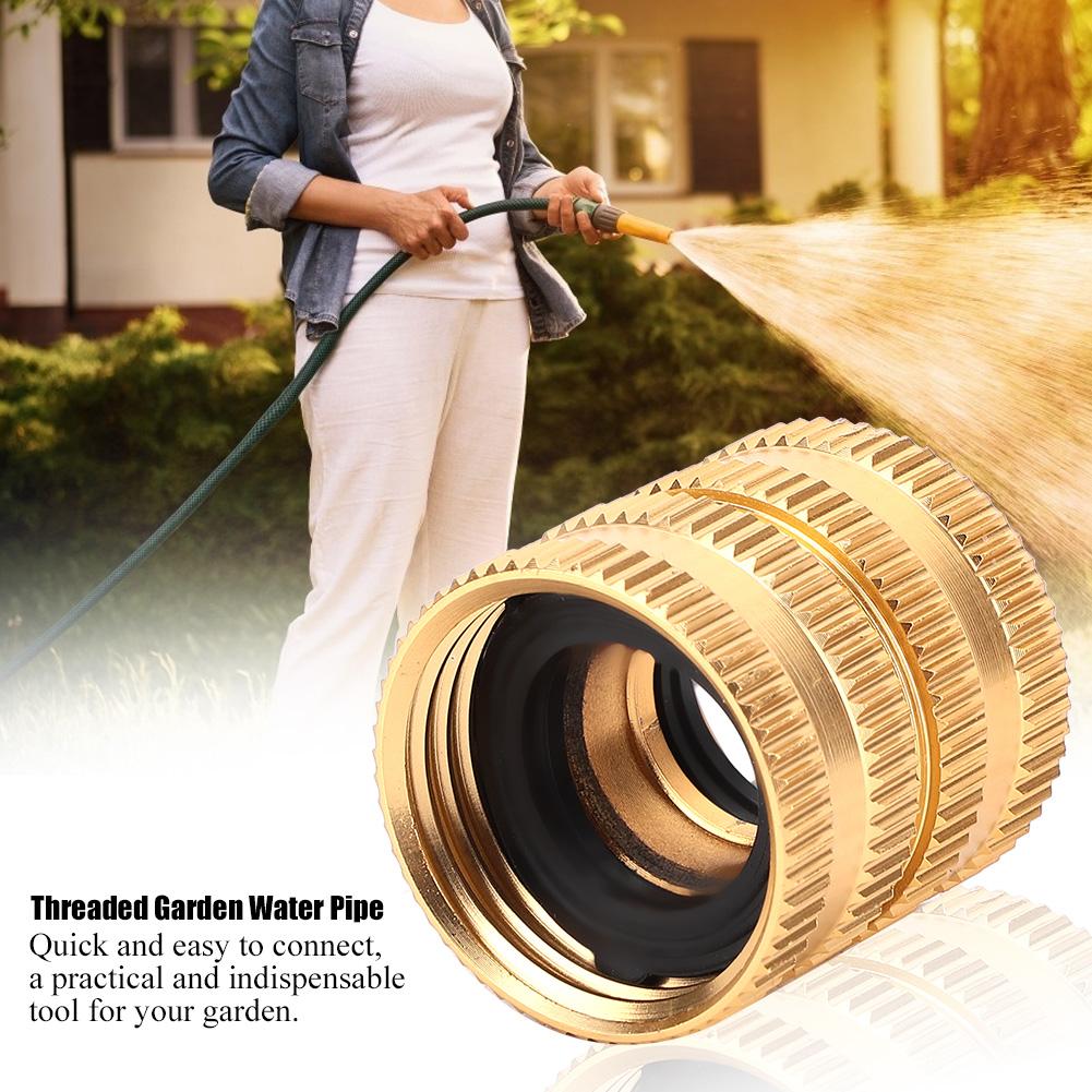 3 4  Brass Hose Tap Connector Threaded Garden Water Pipe Adaptor with Gasket