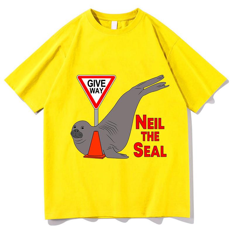 Neil The Seal TShirt Summer Pure Cotton TShirts For Unisex Print Tshirts ShortSleeved Vintage Tees Aesthetic Harajuku Streetwear