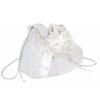 [JP Number] Drawstring Shoulder Chain Handbag with Pearl Ribbon, Small Size, Women's (White)
