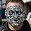 Masque Facial Ridé Effrayant Halloween Masque de Clown Vintage, Accessoire Doré Argenté Fête pour Fête, Costume Mascarade Effrayant Maison Hantée Cosplay Confortable