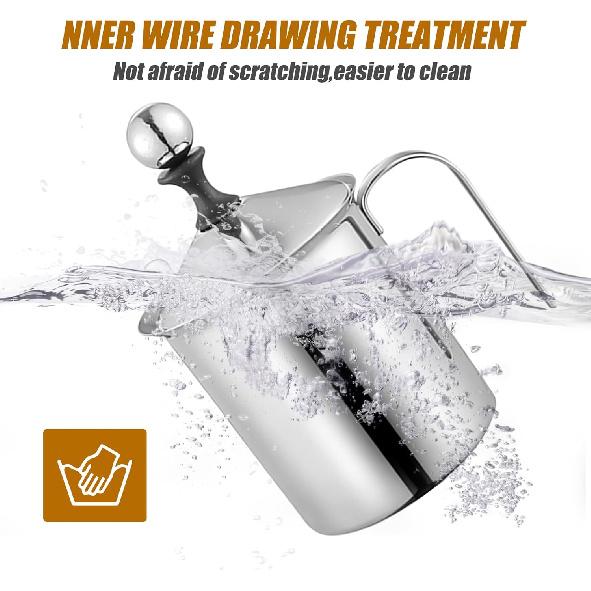 Stainless Steel Manual Milk Frother, Hand Pump Coffee Frother with Filter Screen for Cappuccino Coffee Latte Hot Chocolate (19oz/400ml) - Send Goods