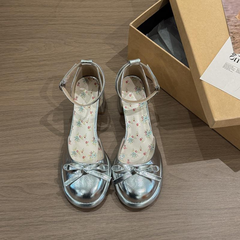 Fashion Bow Mary Jane Baotou Sandals Women 2025 Summer New Outside Wear Fairy Skirt Fashion Block Heel High Heels