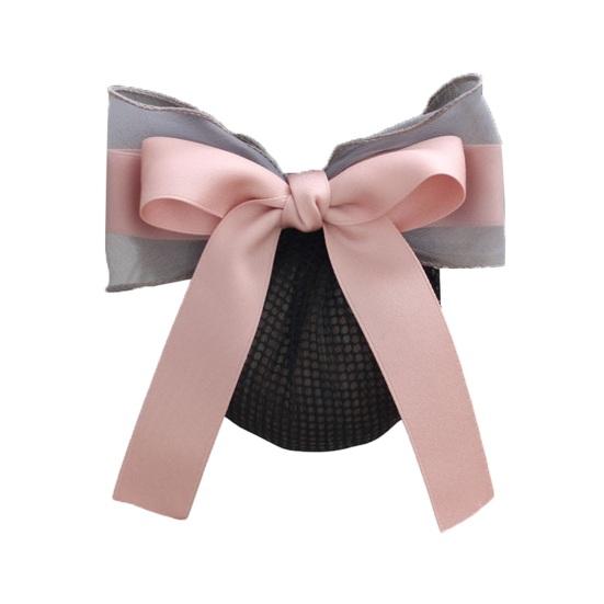 

Hair Net Bow Decoration Durable Fabric Mesh Hair Net Simple Hairstyle Hair Bow Decoration Daily Party Outing Hair Accessories рожевий