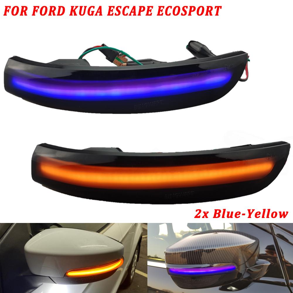2PCS For Ford Kuga / Escape 2013-2018 Dynamic Blinker Led Turn Signal Lights Flowing Rear View Mirror Lights Indicator