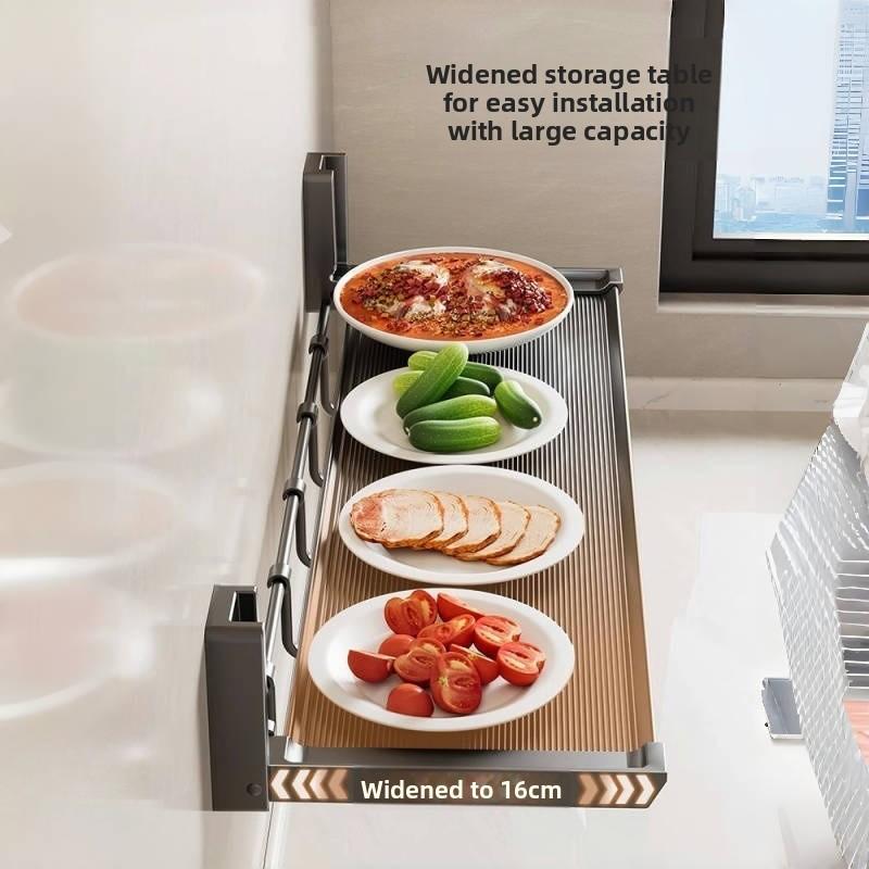 Modern Minimalist Aluminum Wall Mount Kitchen Storage Rack With Foldable Design For Home Use