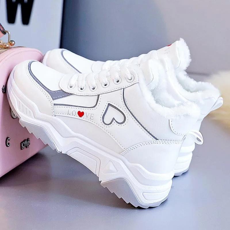 Fashion Comemore Woman Plush Warm Winter Sneakers Women High Top Sneakers Zapatillas Mujer 2025 Casual Lace Up Female Platform Shoes 40