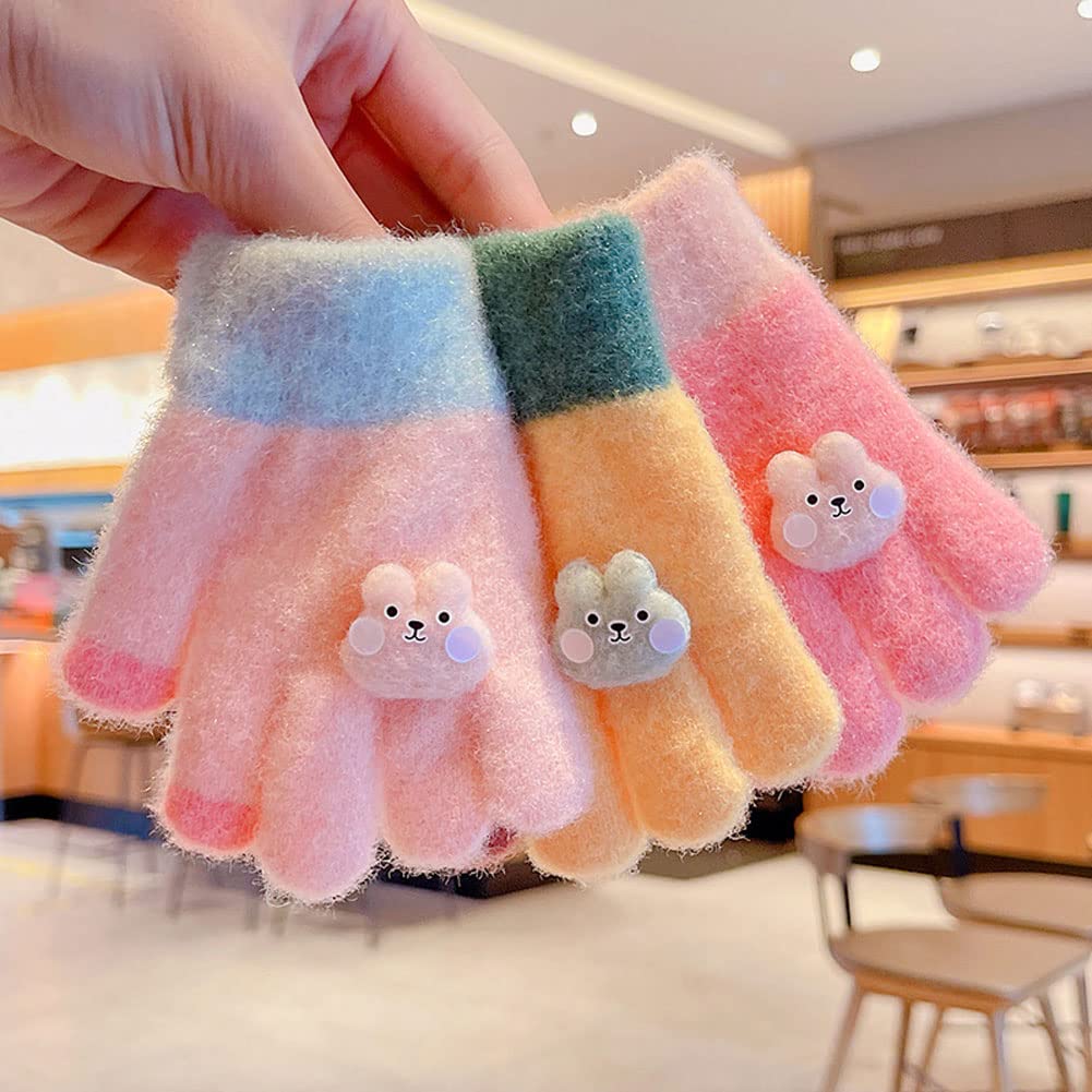 eigenn and Fluffy Warm and for Fall and Rabbit Perfect for Girls and Ages Perfect for Commuting to and Outings Kids' Baby's Gloves, Cold-Proof Winter,