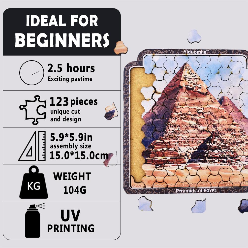 Египетская пирамида 123 деревянная плоская головоломка трехмерный эффект круглая — фото 3