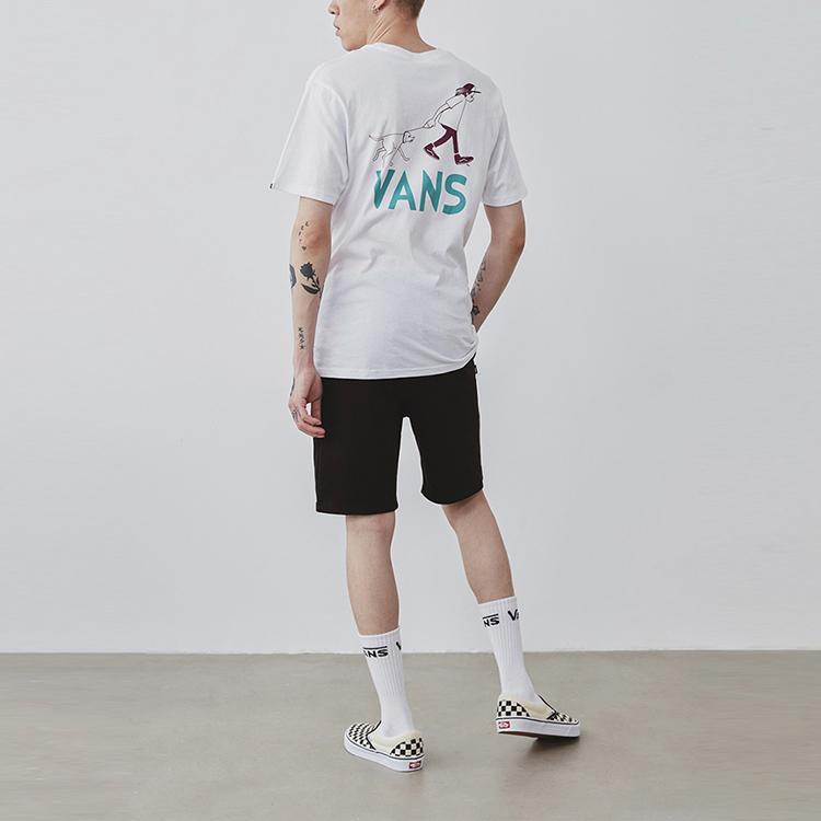 Vans Sport Casual Printed Round Neck Short Sleeve T-Shirt Men Tops White VN0A4MRBWHT1