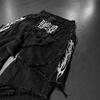GLYDE Fashion America Retro Street Zip Up Patchwork Baggy Jeans Men Y2k Stripe Embroidery Splicing Black Denim Pants Hip Hop Jeans