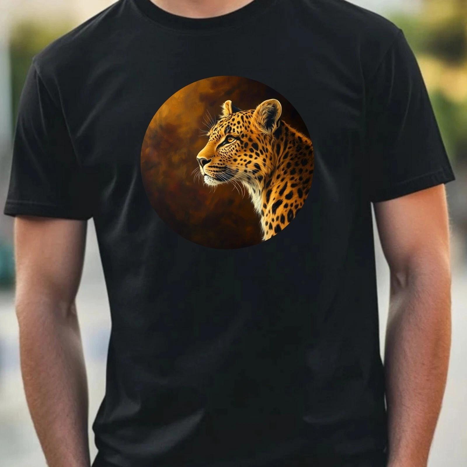 T-Shirt Herren Leopard Portrait Motiv Baumwolle Größe XS bis 5XL M