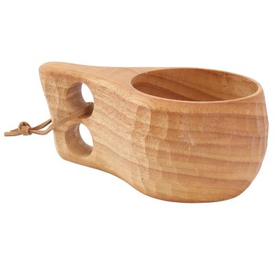 Wooden Camping Cup Large Handle Sturdy Wood Exquisite Texture Wooden Drinking Mug for Hiking
