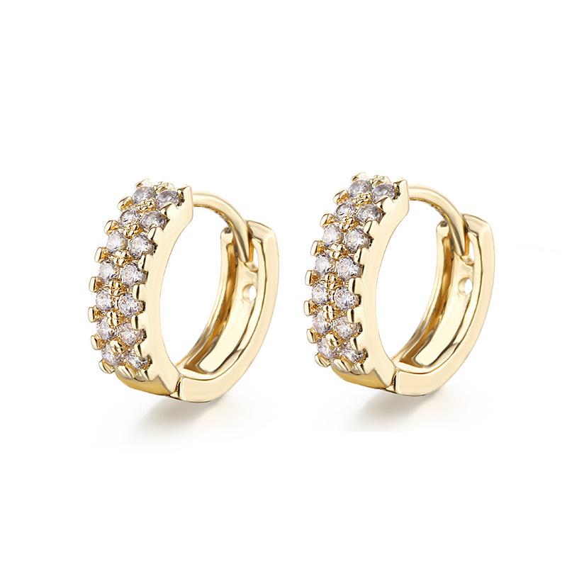 Women's Earrings Round Retro Hoops Jewelry Gold Color Zircon Small Ear Ring Vintage Female Accessories LAMOON