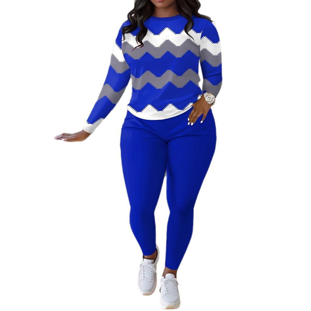 Contrast color ripple print women's yoga suit, autumn new fashion suit, suitable for daily yoga activities
