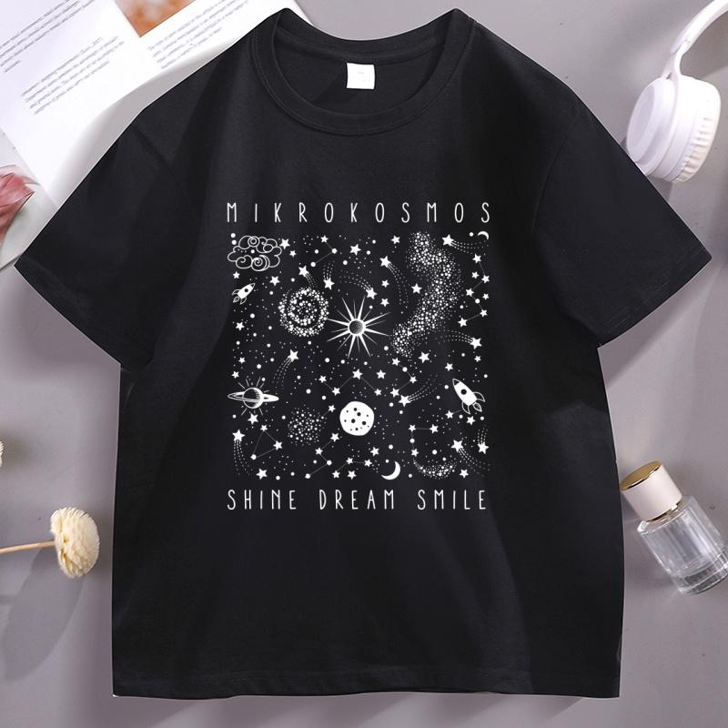 Mikrokosmos Graphic T Shirt Twinkling Starlight TShirt Unisex Unisex Space Graphic Tees Streetwear Round Neck Short Sleeve Tshirt
