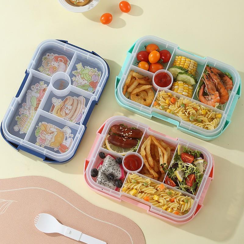 BPA-freie PP-Kinder-Lunchbox mit 4 Fächern, mikrowellengeeignet, auslaufsicher, stapelbar, für Schule und Outdoor