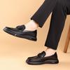 Men's Leather Loafers Metal Buckle Slip-on Air Cushion Sole Casual Shoes