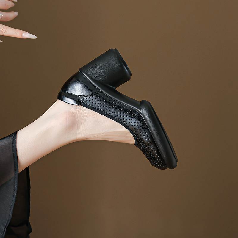 

Krazing Pot Кожа коровы Круглый носок Размер 41 Толстый круглый высокий каблук Слипоны Платформа Перфорация Белый цвет Гладиатор Осенние туфли-лодочки 41 чёрный