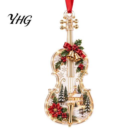Gift for Music Lovers 2D Christmas Melody Hanging Ornament, Musical Theme Tree Decor, Festive Decoration Piano Treble Clef Violin Bell Note