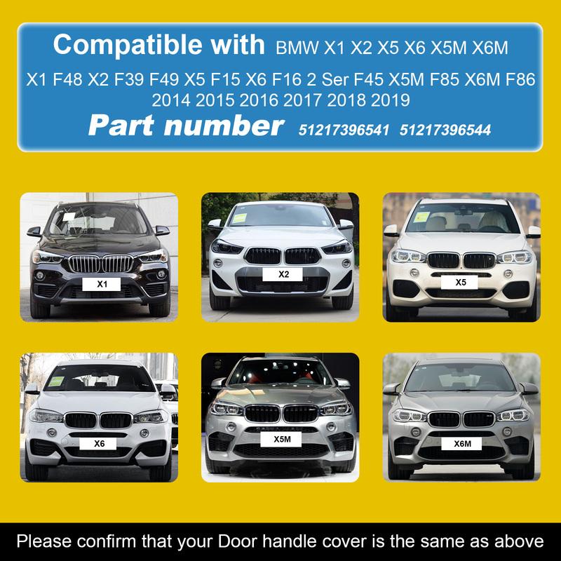 Türgriff-Abdeckkappe Kompatibel mit BMW X1 F48 X2 F39 X5 F15 X6 F16 2014-2019 51217396541 51217396544 Türgriff-Schlüsselabdeckung