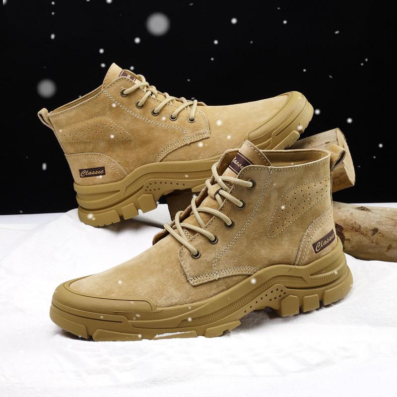 Men'sClassic Outdoor Boots,Casual Luxury High-top Sports Shoes,Genuine Leather Winter Platform Snow Boots,Motorcycle Ankle Boots