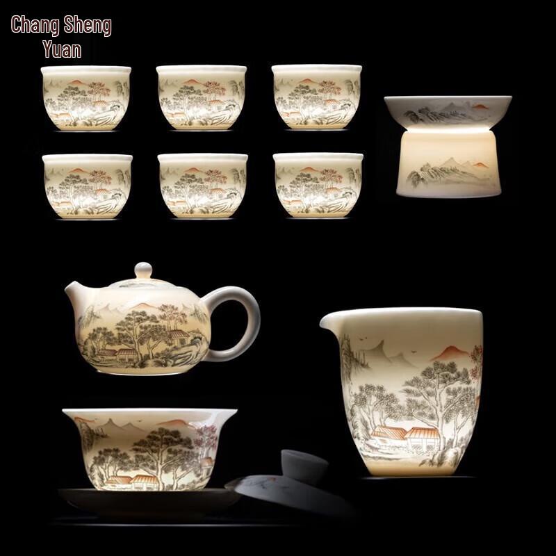 CHANGSHEGNYUAN Translucent White Porcelain Tea Set