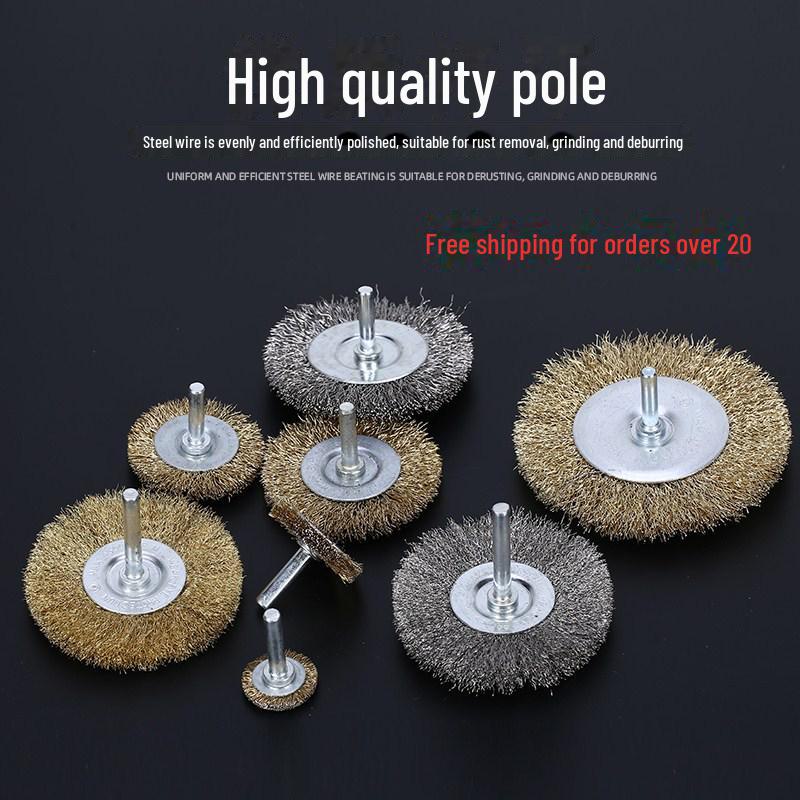 

«Набор из проволочного колеса и ручки»: Щетки из меди и нержавеющей стали для удаления заусенцев и полировки резьбы по дереву. 75MM wire wheel (0.17mm wire)