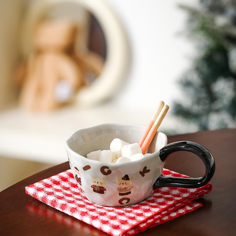Ceramic Mug 300ML Cute Cartoon Creative Large Handle Coffee Afternoon Milk Juice Household Tea Cup Drinkware Gifts for Home-use