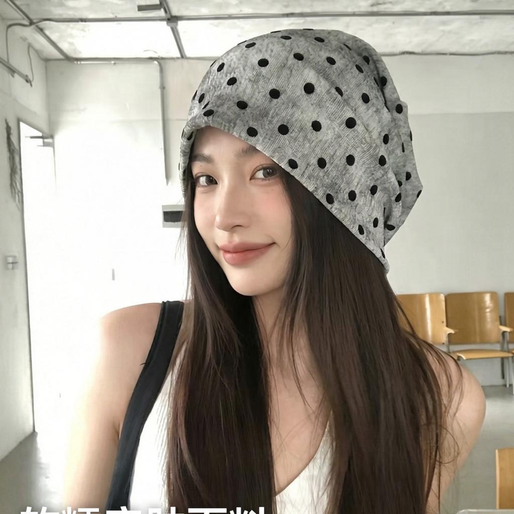 Summer thin stacking hat women's new bag head hat breathable plaid fashion foreign style confinement hat four seasons