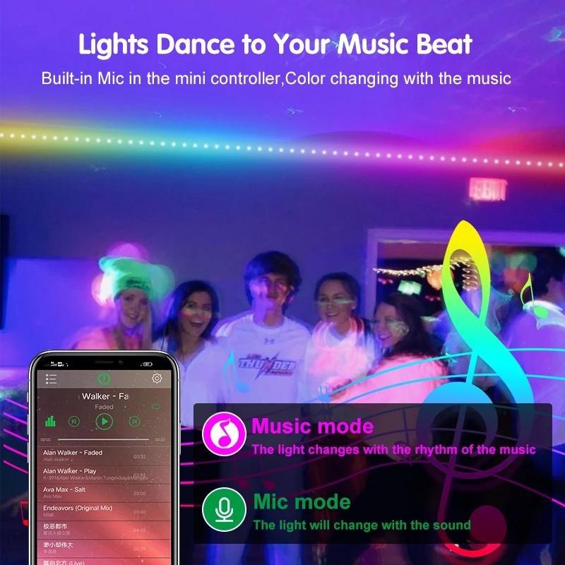 Tiras de Luces de Ambiente de Fondo RGB 5050 Color Bluetooth 5v Set de Luces TV Mesita de Noche Barra Luz de Ambiente Decoración de Iluminación