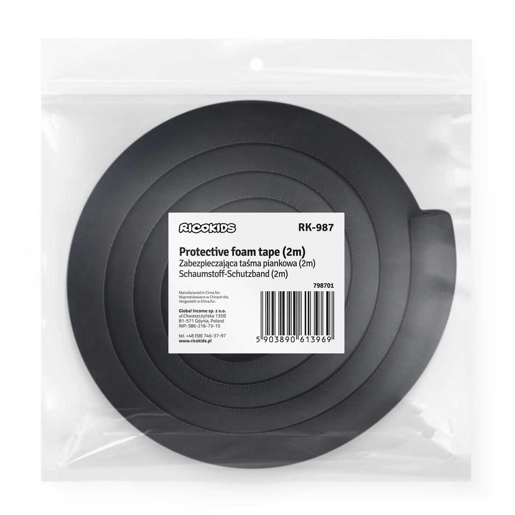 Ricokids 798701 Black Foam Safety Tape 2M