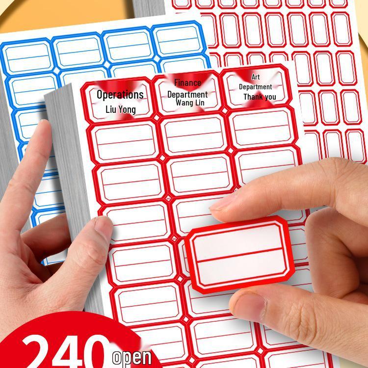 Waterproof Self-Adhesive Name Stickers - Large Opening, Easy to Write, Perfect for Office and Household Use