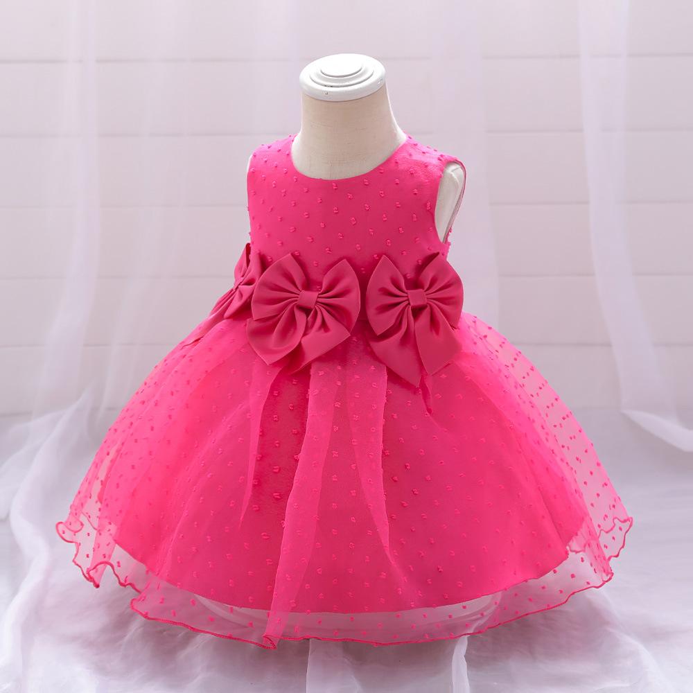 Neujahrskleid Kleinkind Baby Mädchen Kleid Große Schleife Taufe Kleidung für Kinder Erstes Jahr Geburtstag Party Hochzeit Tutu Kleid Taufkleid