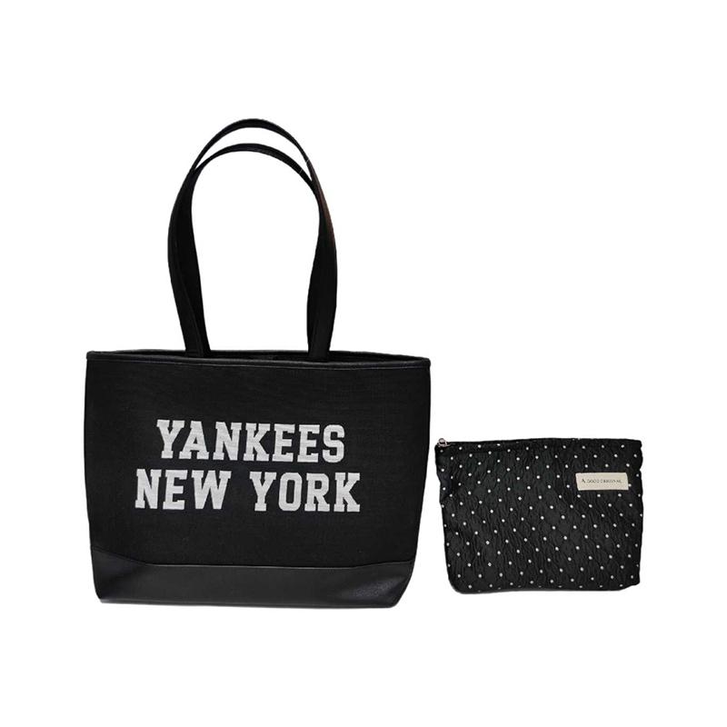 New MLB New York Yankees Tote Laptop Bag, Travel Bag, One Shoulder Portable, Students Back To School Regular Unisex Black 3AORL104N-50BKS