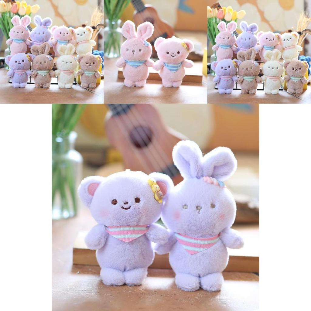 Cute Bunny Plush Keychain Ultra-soft Short Plush Stuffed Animal Backpack Accessory