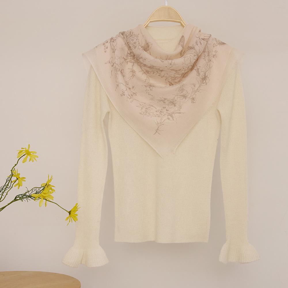 Water-Soluble Cashmere Scarf: Lightweight Square Shawl for Summer & Air-Conditioned Comfort