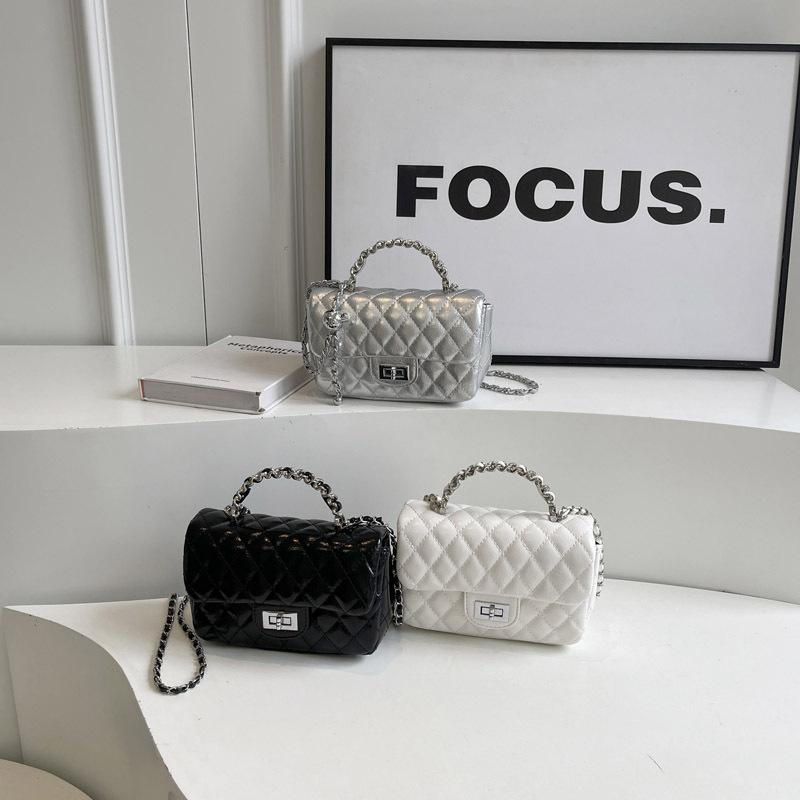 New High-end Solid Color Rhombus Chain Bag Versatile Portable Single Shoulder Oblique Span Women's Bag