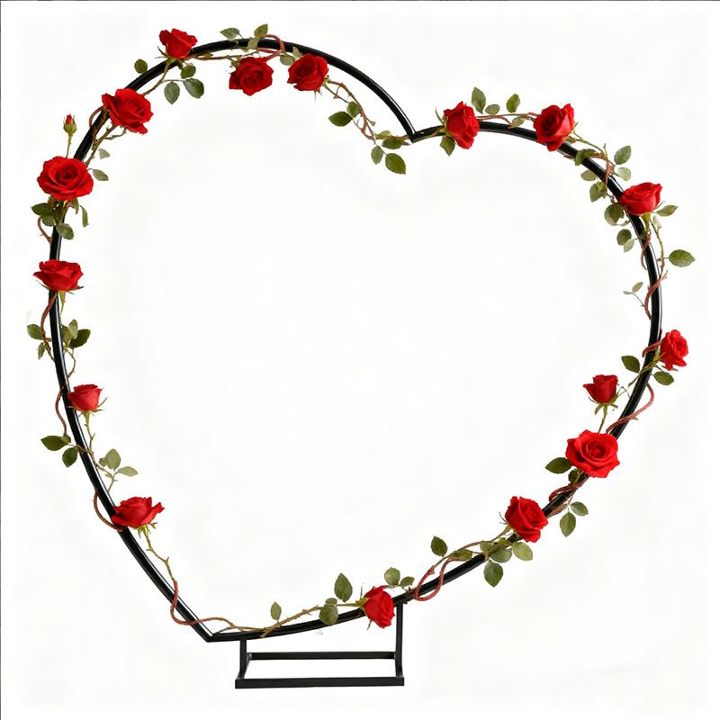 7.2FT Herzförmiger Hintergrundständer für Hochzeiten & Partys - Schmiedeeisen Ballonbogen