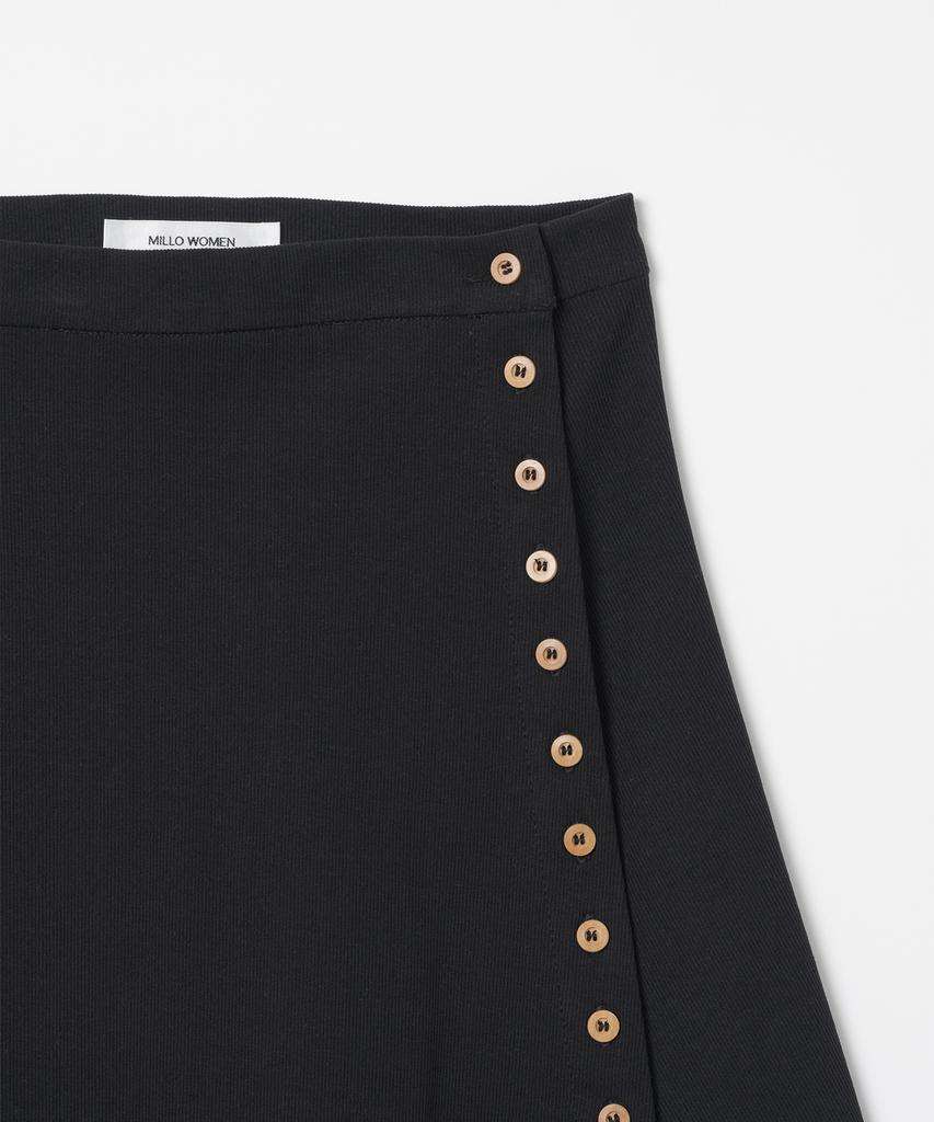 Milo Woman Ribbed Button Mini Skirt [Black]